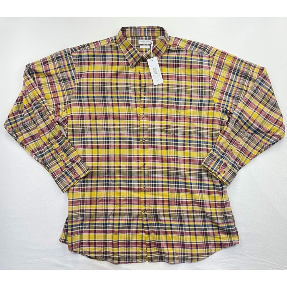 Southern Proper Yazoo Flannel Shirt XXL Mens Yellow Plaid Traditional Fit NWT